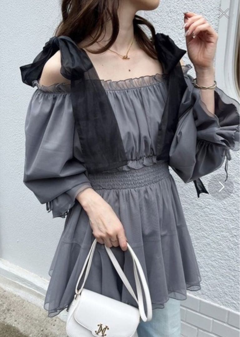 one after another nice clap 長袖チュニック グレー — image 1